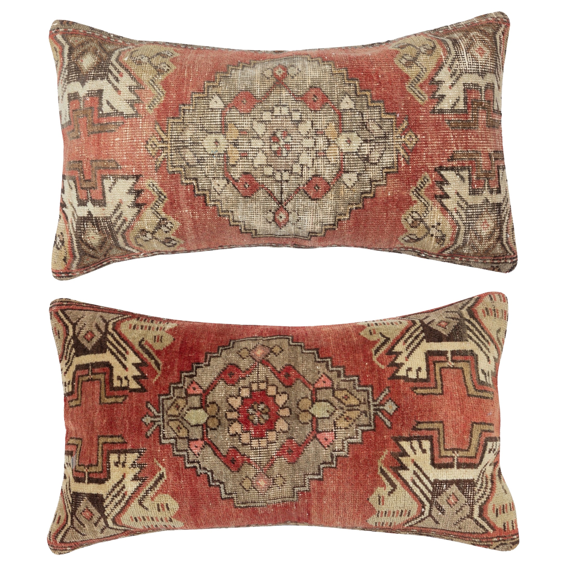 SET DI 2 copricuscini annodati a mano 16 "x28". Un paio di fodere per cuscini lombari