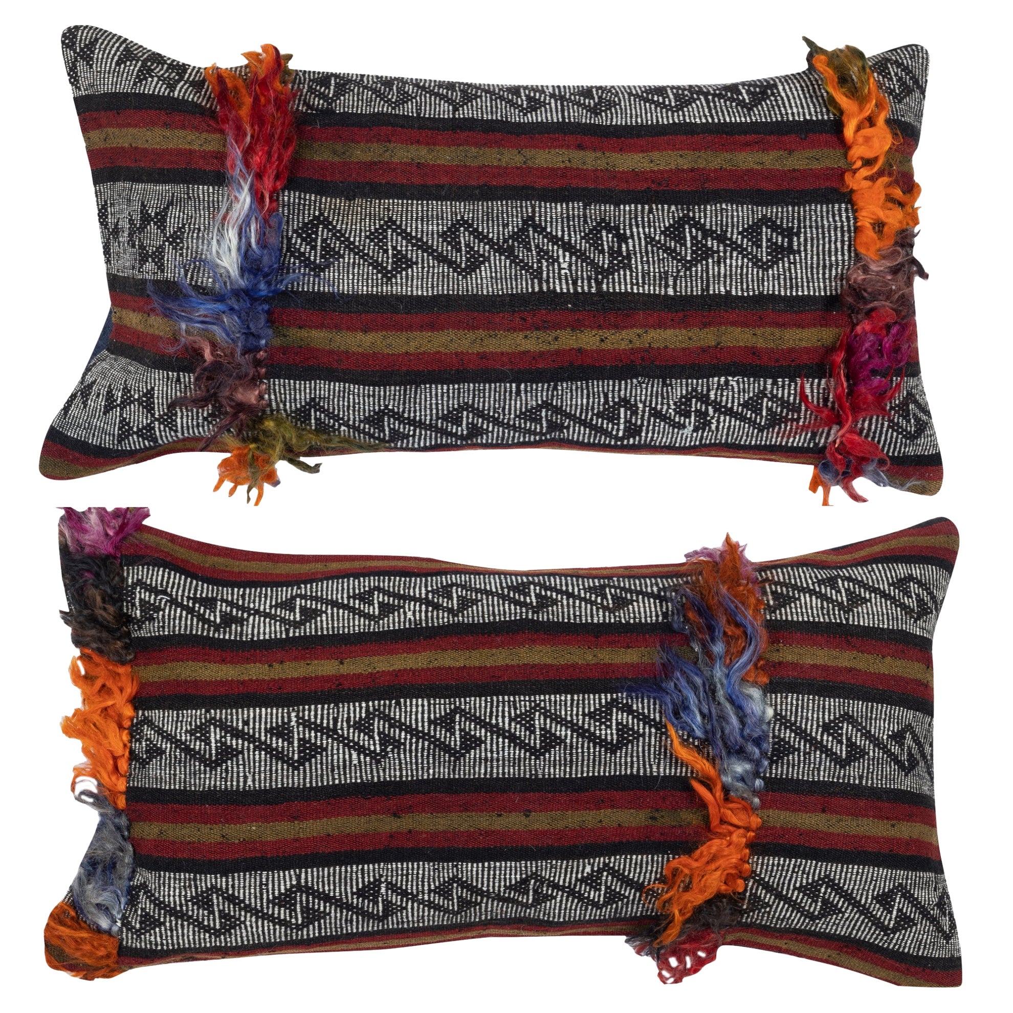 SET DI 2 DA 16 "x28" - Copricuscini Kilim fatti a mano. Un paio di fodere per cuscini lombari