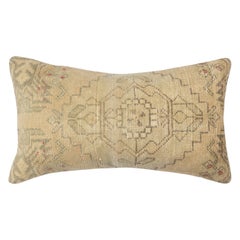 16 "x28" Vintage Beige Kopfkissenbezug. Handgeknüpfter Teppich-Kissenbezug. Lendenkissen