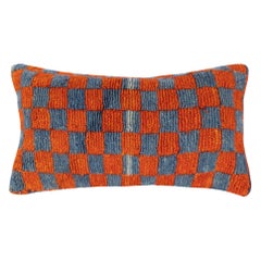 Funda de cojín Kilim Vintage de 16 "x28". Funda de almohada a cuadros. Funda de almohada lumbar