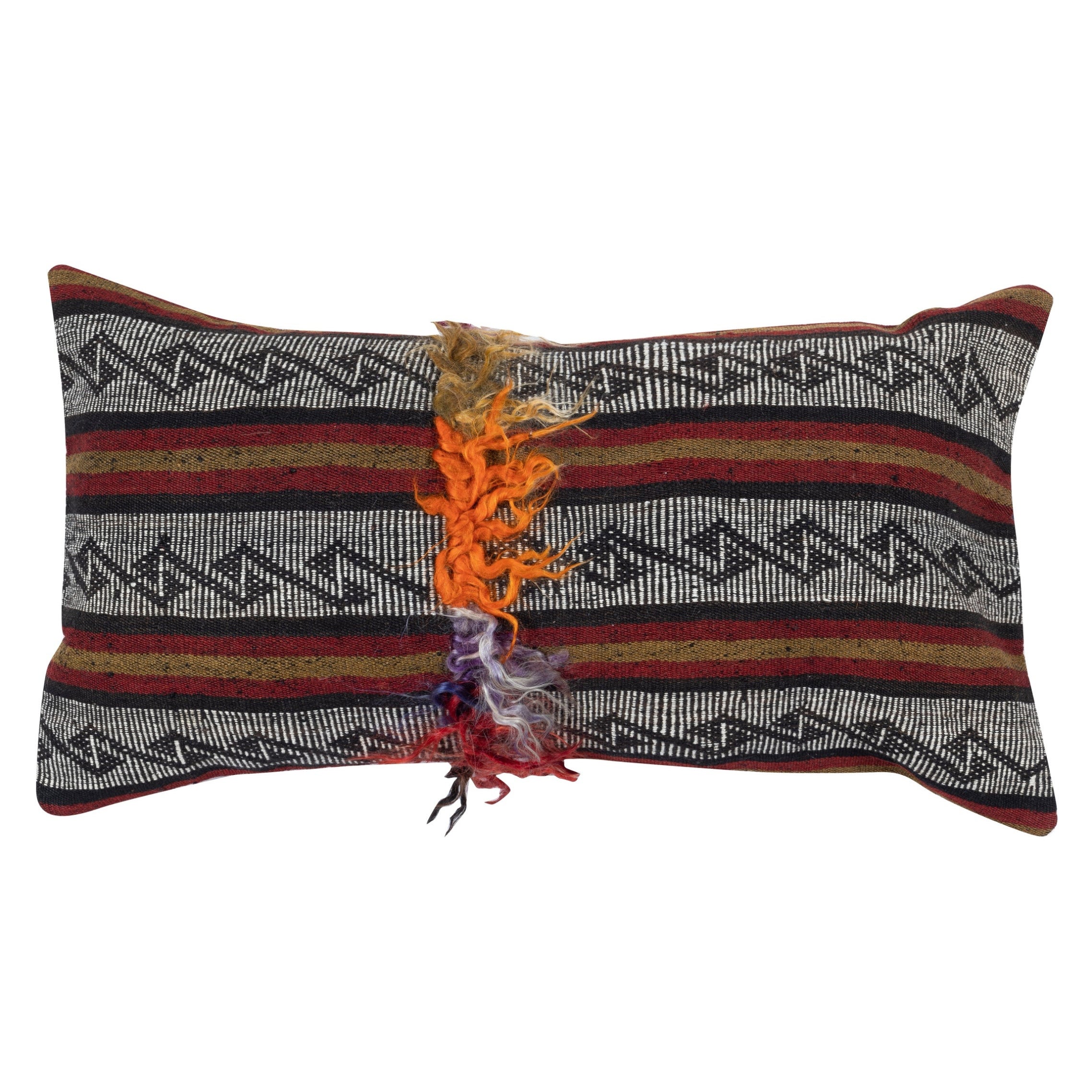 Funda de cojín Kilim Vintage de 16 "x28". Funda de almohada lumbar turca. Almohada