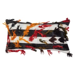 16"x28" Vintage Kilim Cushion Cover with pomps. Accent Pillow. Lumbar Pillow