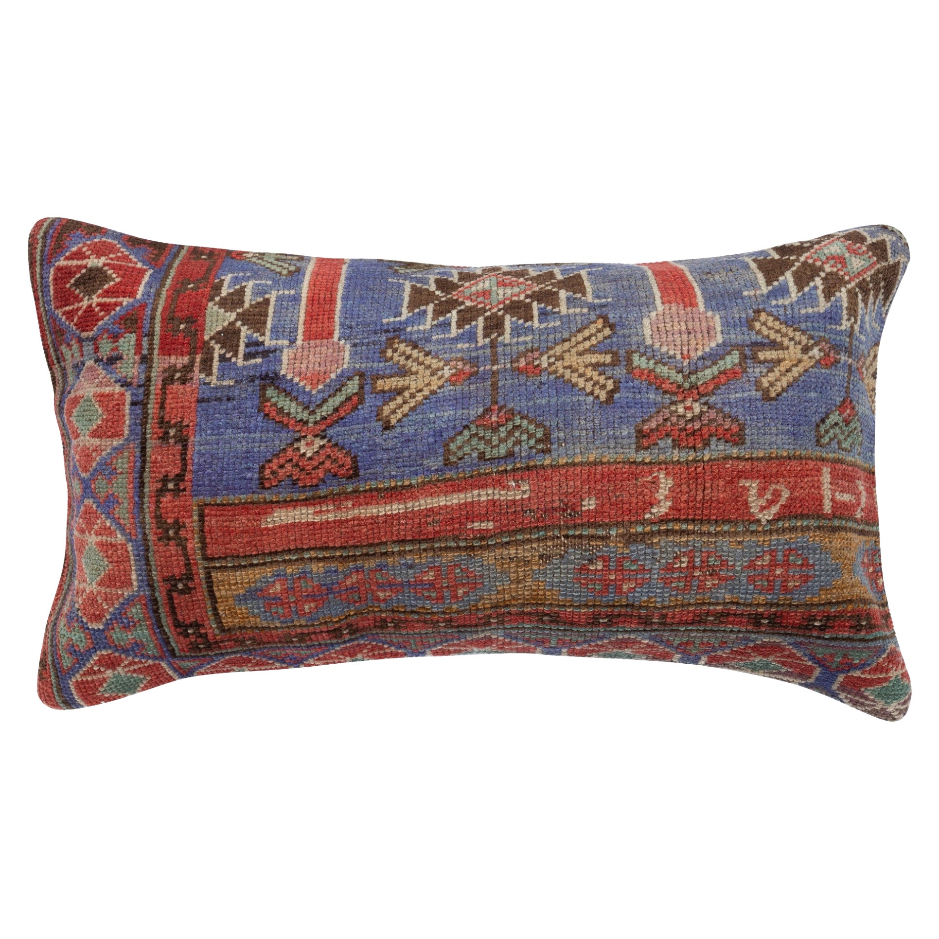 Federa per tappeto vintage 16 "x28". Copricuscino lomellino in lana annodato a mano