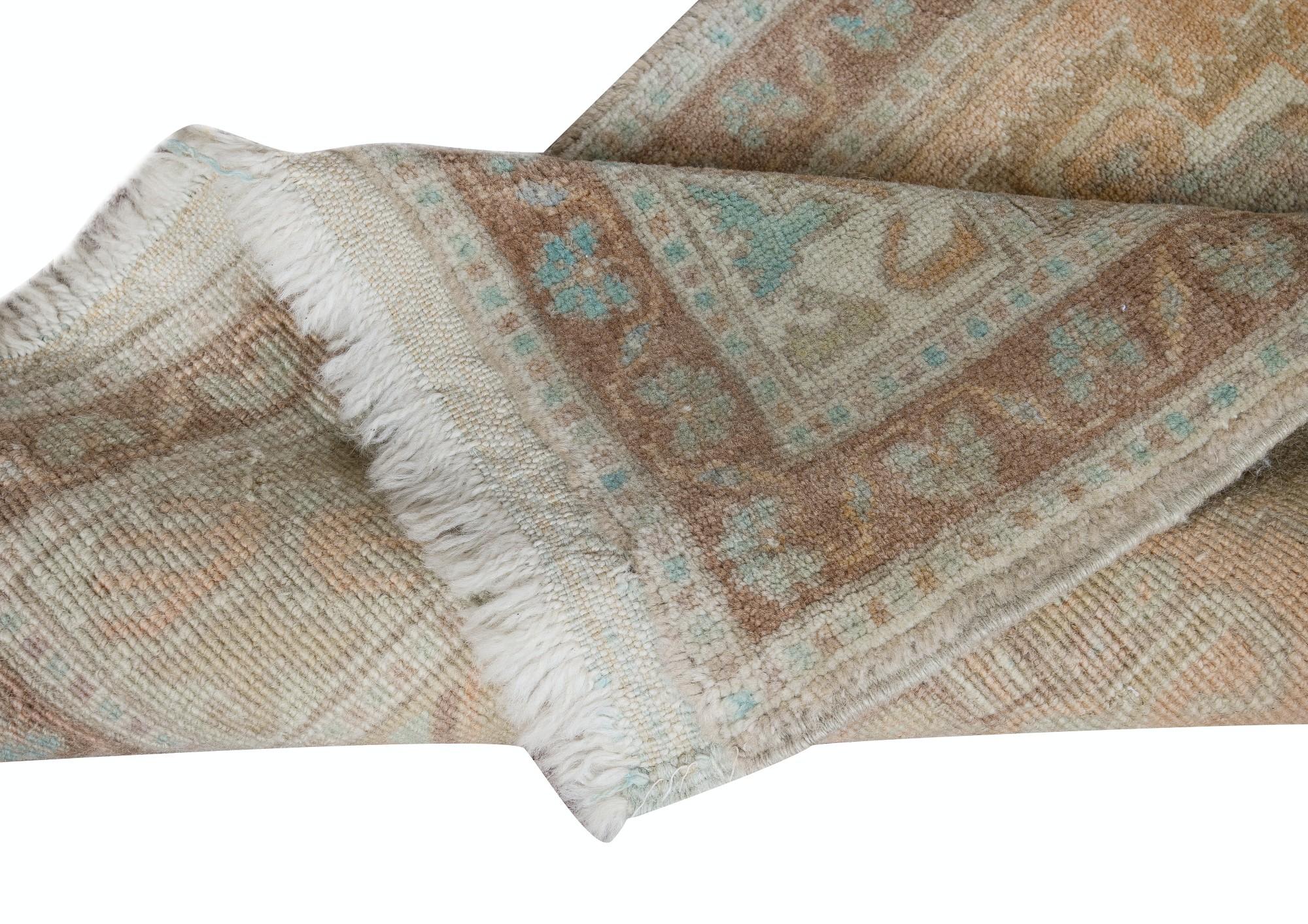 Oushak 1.6x3 Ft Vintage Mini Rug in Muted Colors. Handmade Door Mat, Turkish Bath Mat For Sale