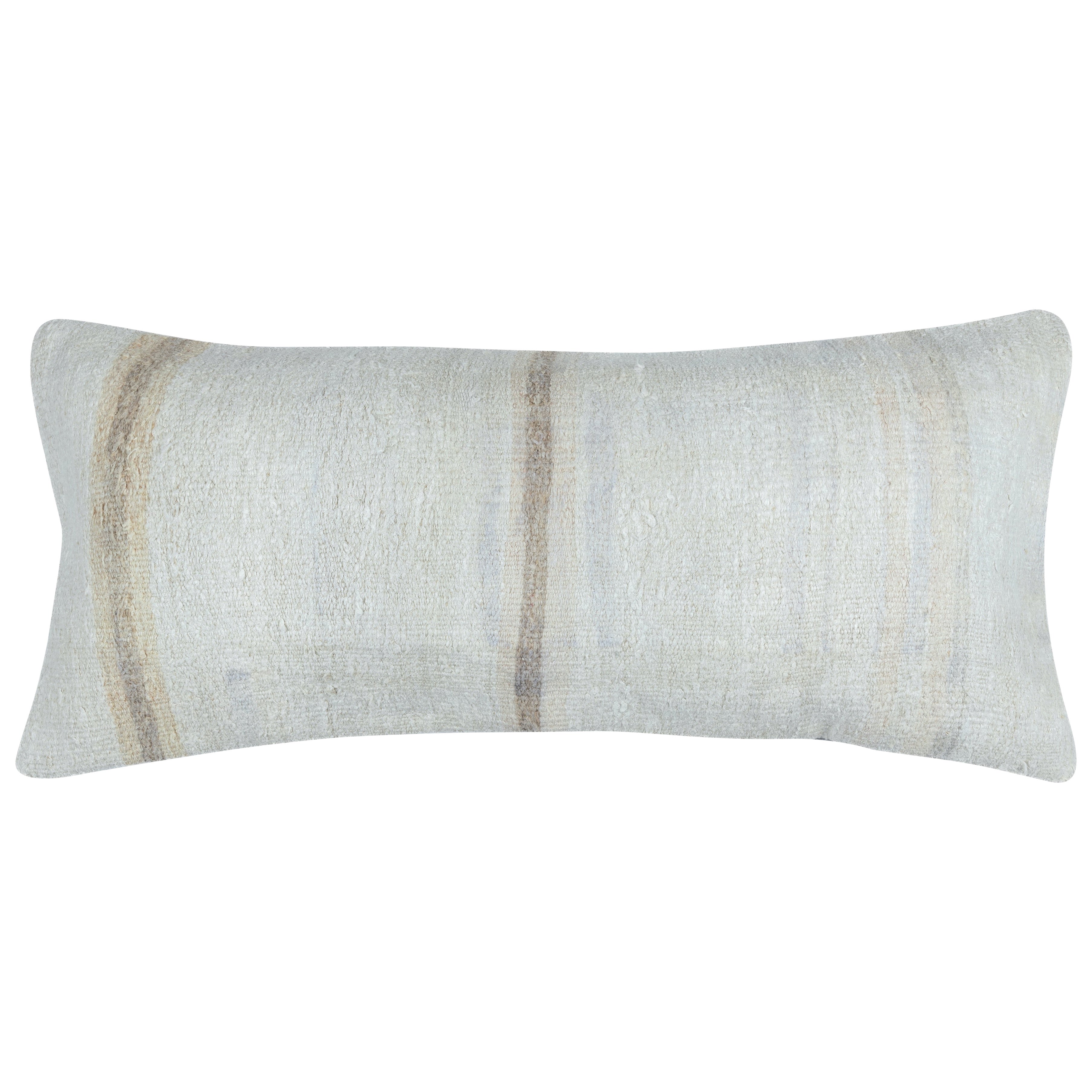 16"x36" Kilim Lumbar Pillow Cover. Handwoven Cushion Cover. Hemp Throw Pillow