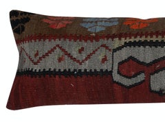 16"x45" Kilim Lumbar Cushion Cover. Handmade Turkish Accent Pillow. Throw Pillow