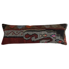 16"x45" Kilim Lumbar Cushion Cover. Handmade Turkish Accent Pillow. Throw Pillow