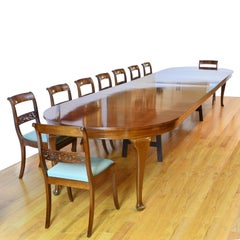 17 1/2 ' Long Antique Racetrack Extension Dining Table in West Indies Mahogany