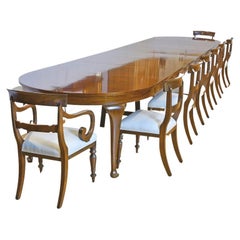  17 1/2 ' Long Antique Racetrack Extension Dining Table in West Indies Mahogany