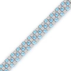 17-1/3 Carat Swiss Blue Topaz and Diamond Sterling Silver Bracelet