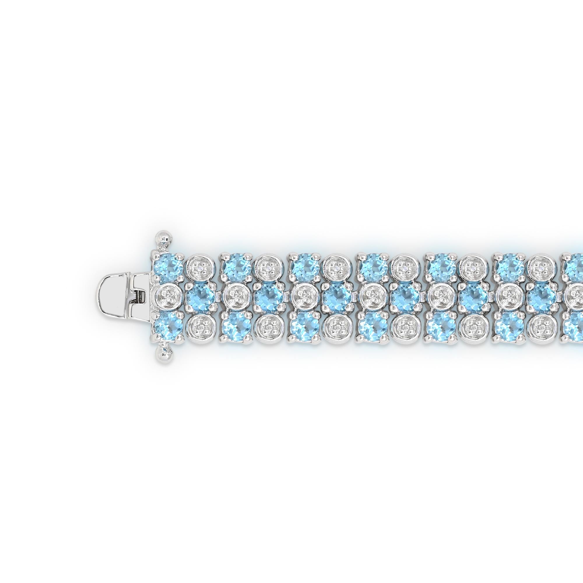 17-1/3 Carat Swiss Blue Topaz and Diamond Sterling Silver Bracelet In New Condition For Sale In New York, NY