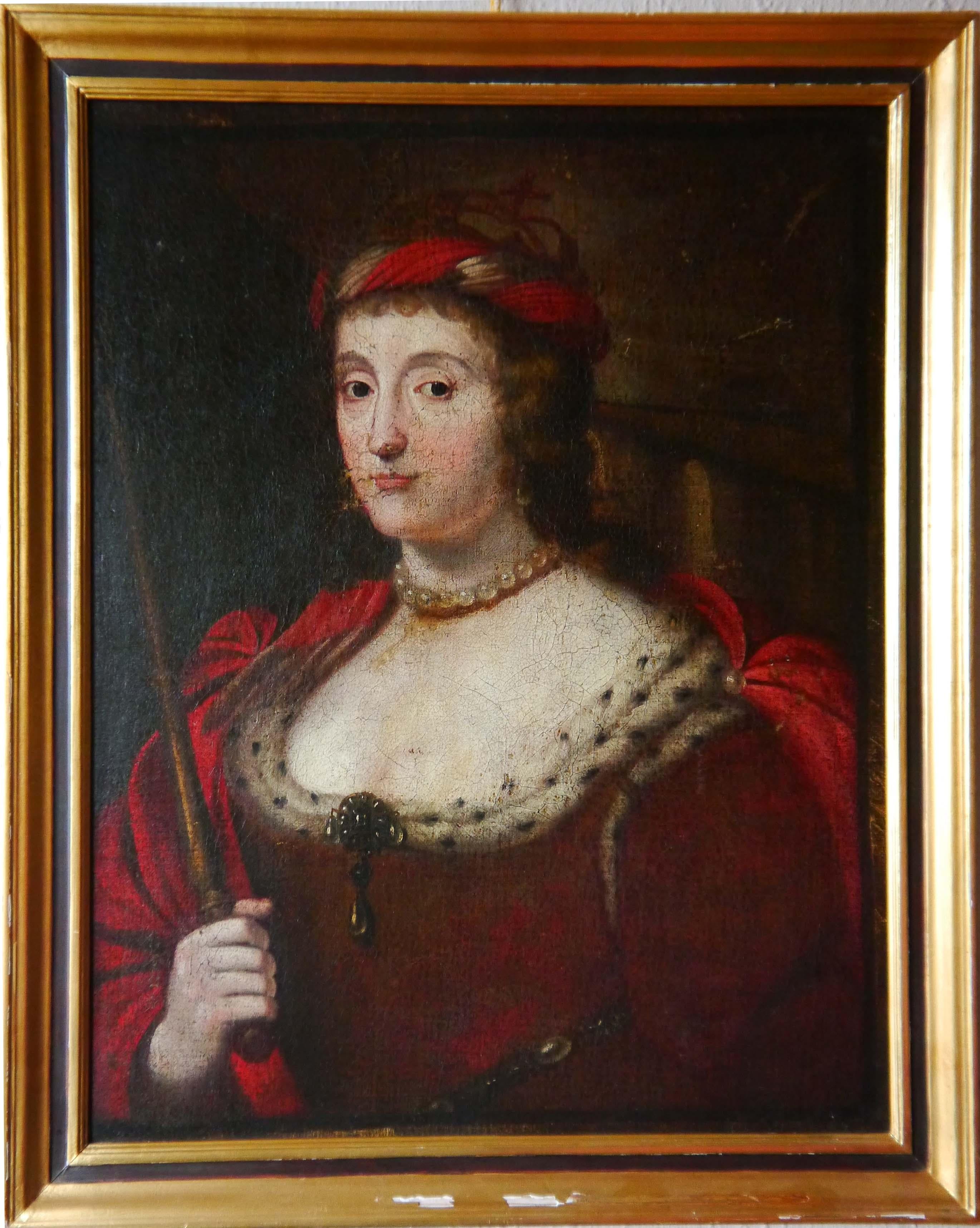 Baroque 17 - 18 cent. Painting Maria Stuart Queen of Scots British Oil on canvas For Sale
