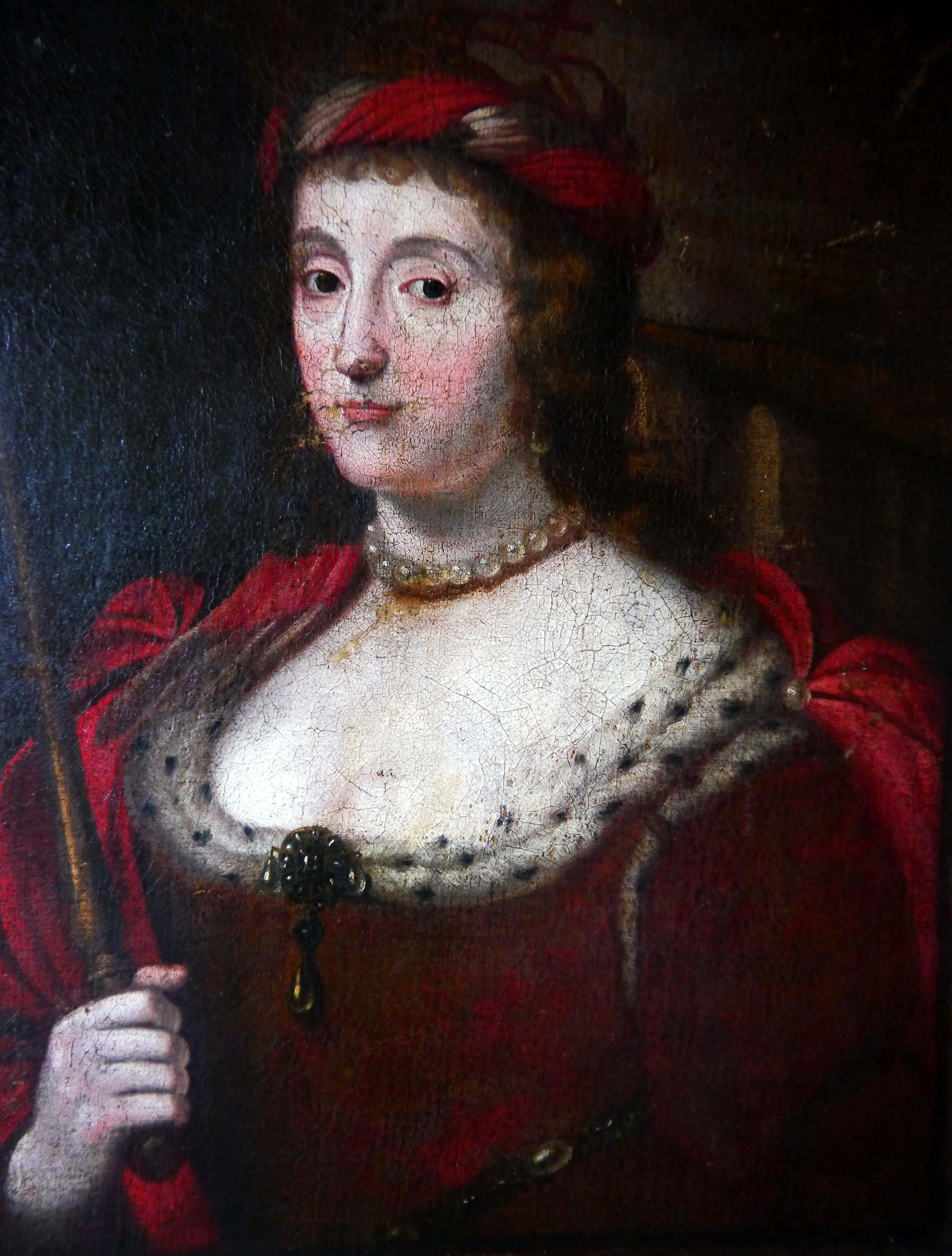 English 17 - 18 cent. Painting Maria Stuart Queen of Scots British Oil on canvas For Sale