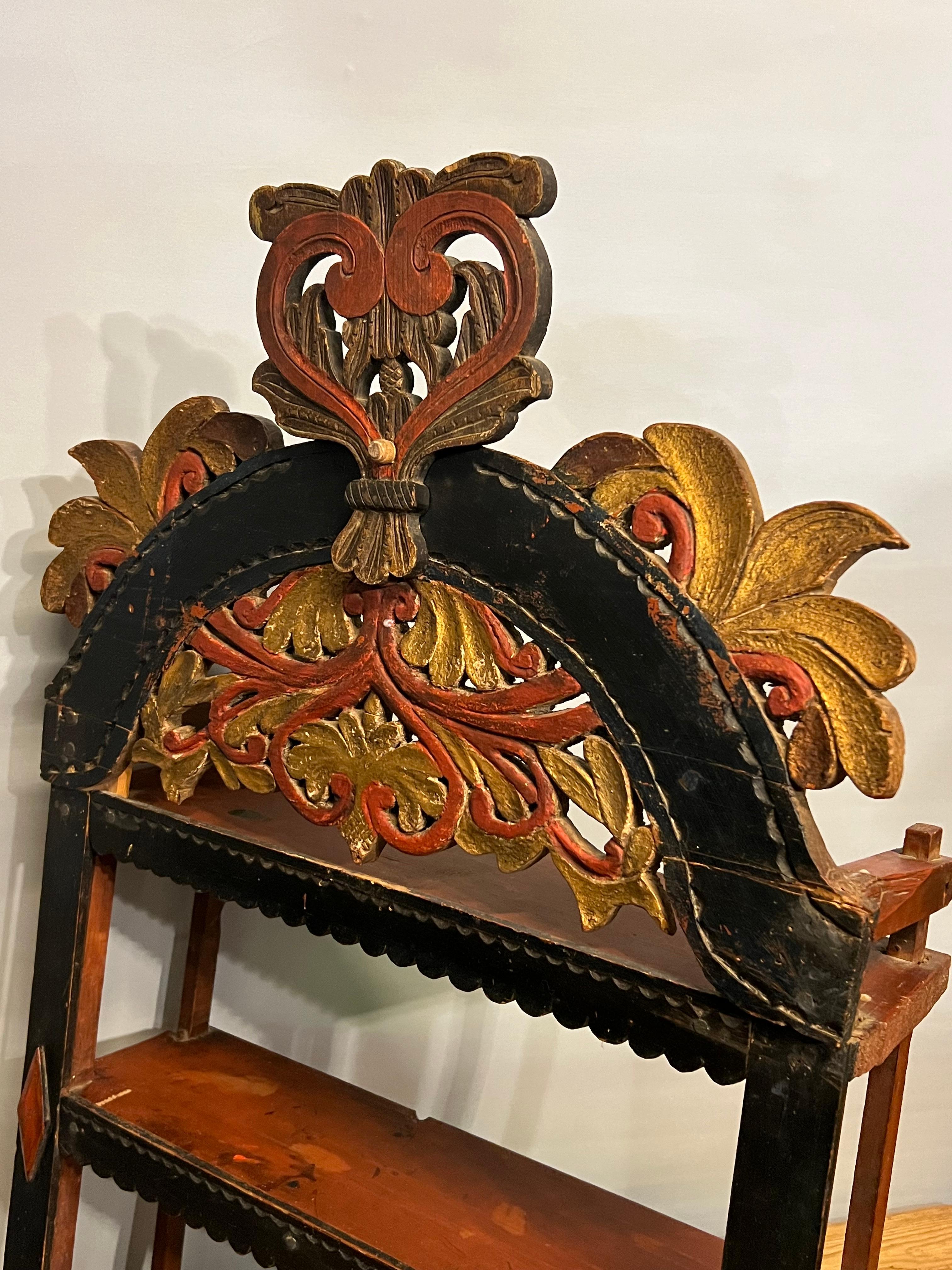 17/1800s Estantería de pared de calidad de museo, granja primitiva / cabaña RÚSTICA Antigua Madera curvada en venta