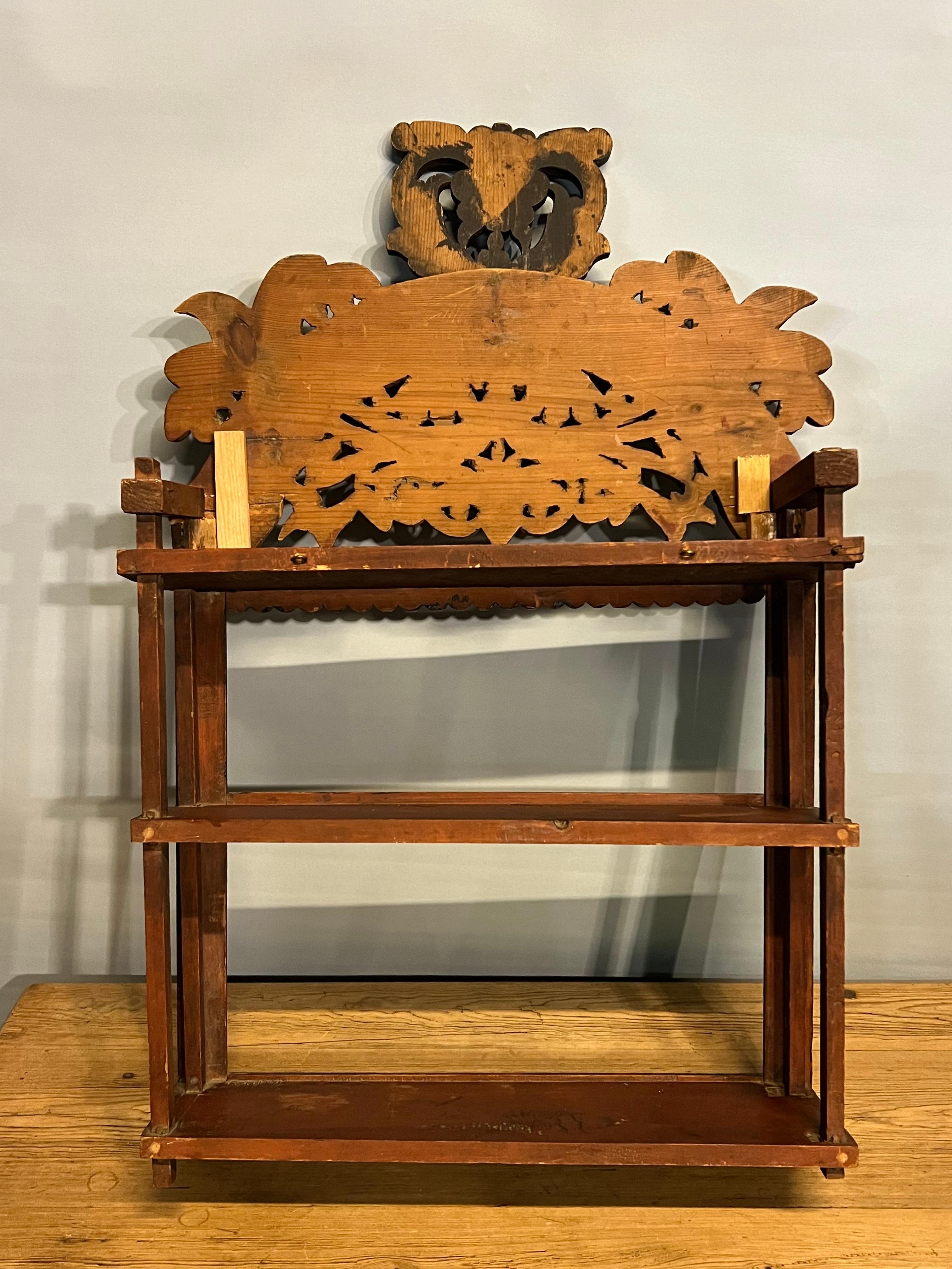 17/1800s Estantería de pared de calidad de museo, granja primitiva / cabaña RÚSTICA Antigua en venta 1