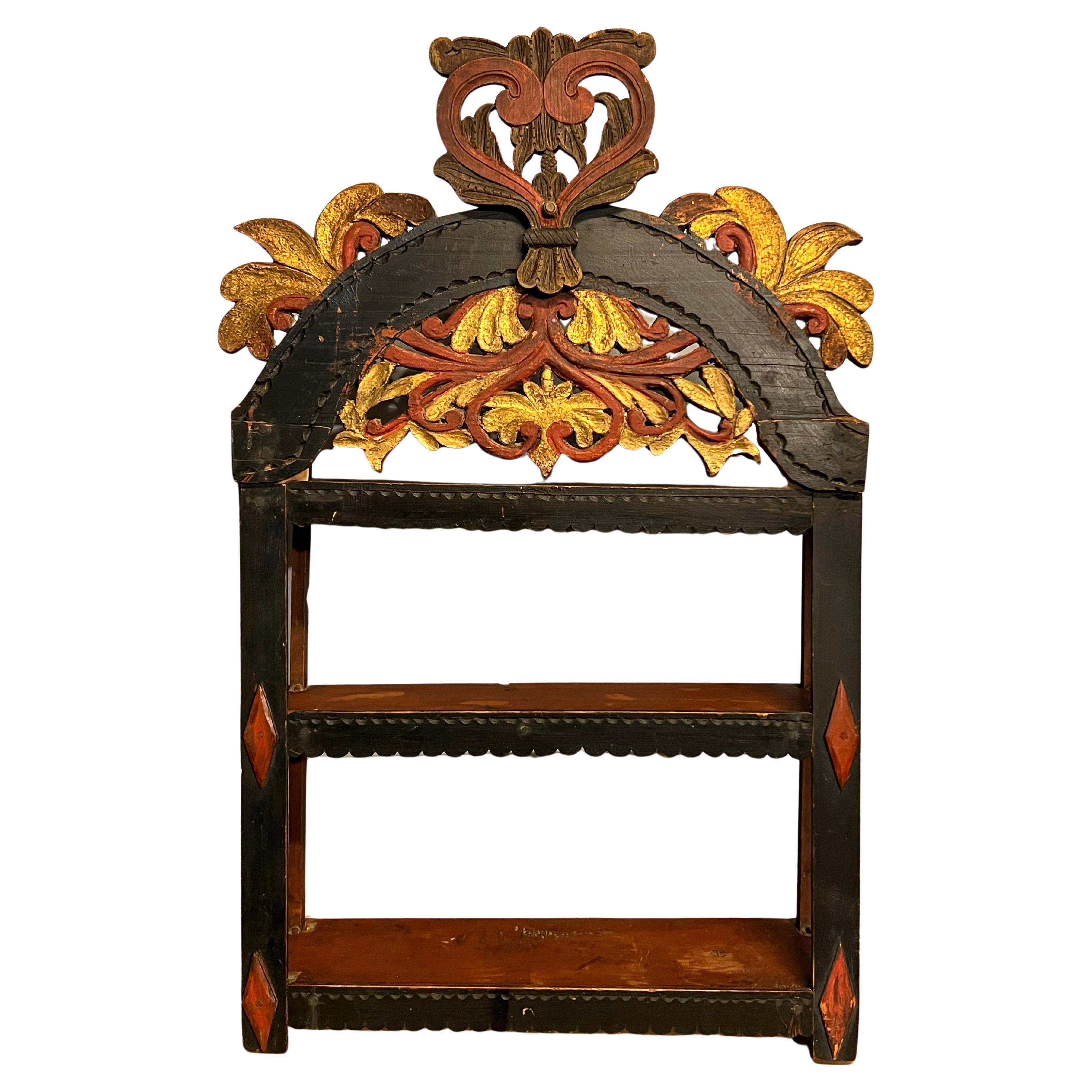 17/1800s Estantería de pared de calidad de museo, granja primitiva / cabaña RÚSTICA Antigua en venta