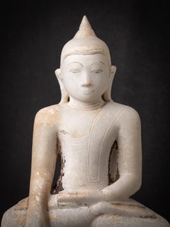 Statua antica di Buddha in marmo birmano del XVII-XVIII secolo, proveniente dalla Birmania