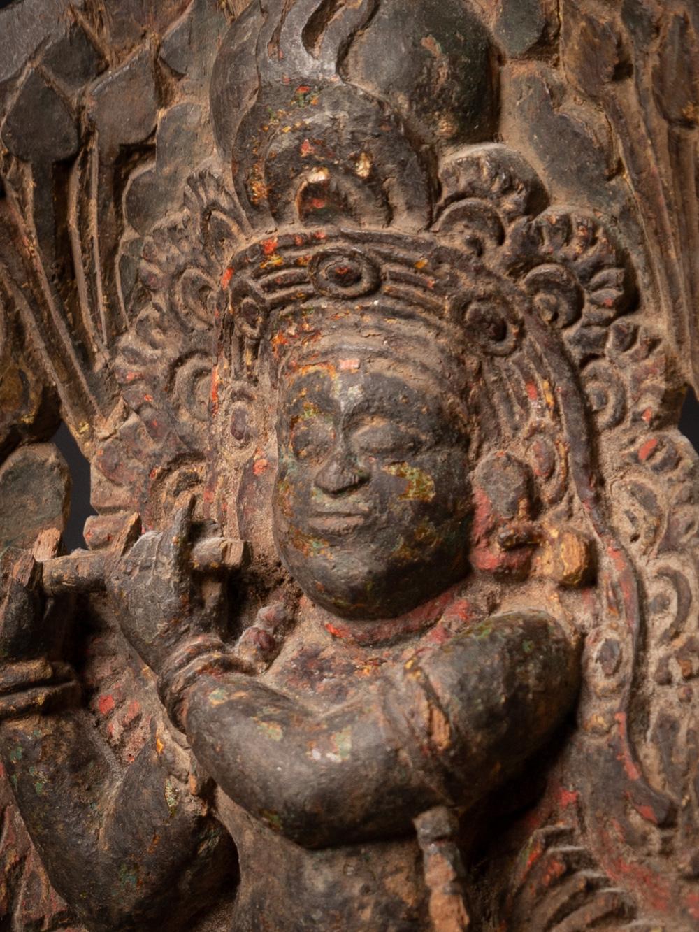 statue de Krishna en bois ancien du 17e-18e siècle d'Inde  OriginalBuddhas en vente 3