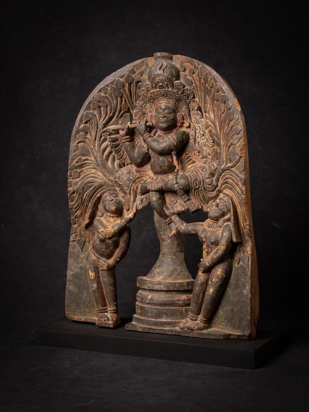 statue de Krishna en bois ancien du 17e-18e siècle d'Inde  OriginalBuddhas en vente 13