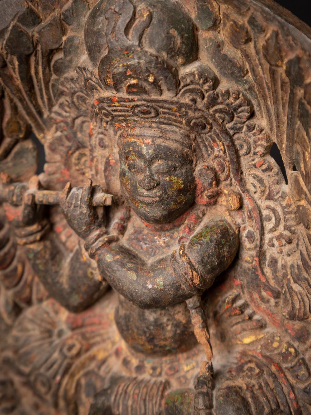Antike Krishna-Statue aus Holz aus Indien aus dem 17.-18. Jahrhundert  OriginalBuddhas im Angebot 2