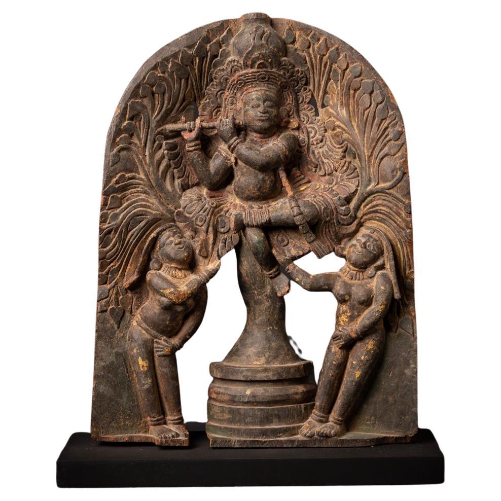 statue de Krishna en bois ancien du 17e-18e siècle d'Inde  OriginalBuddhas en vente