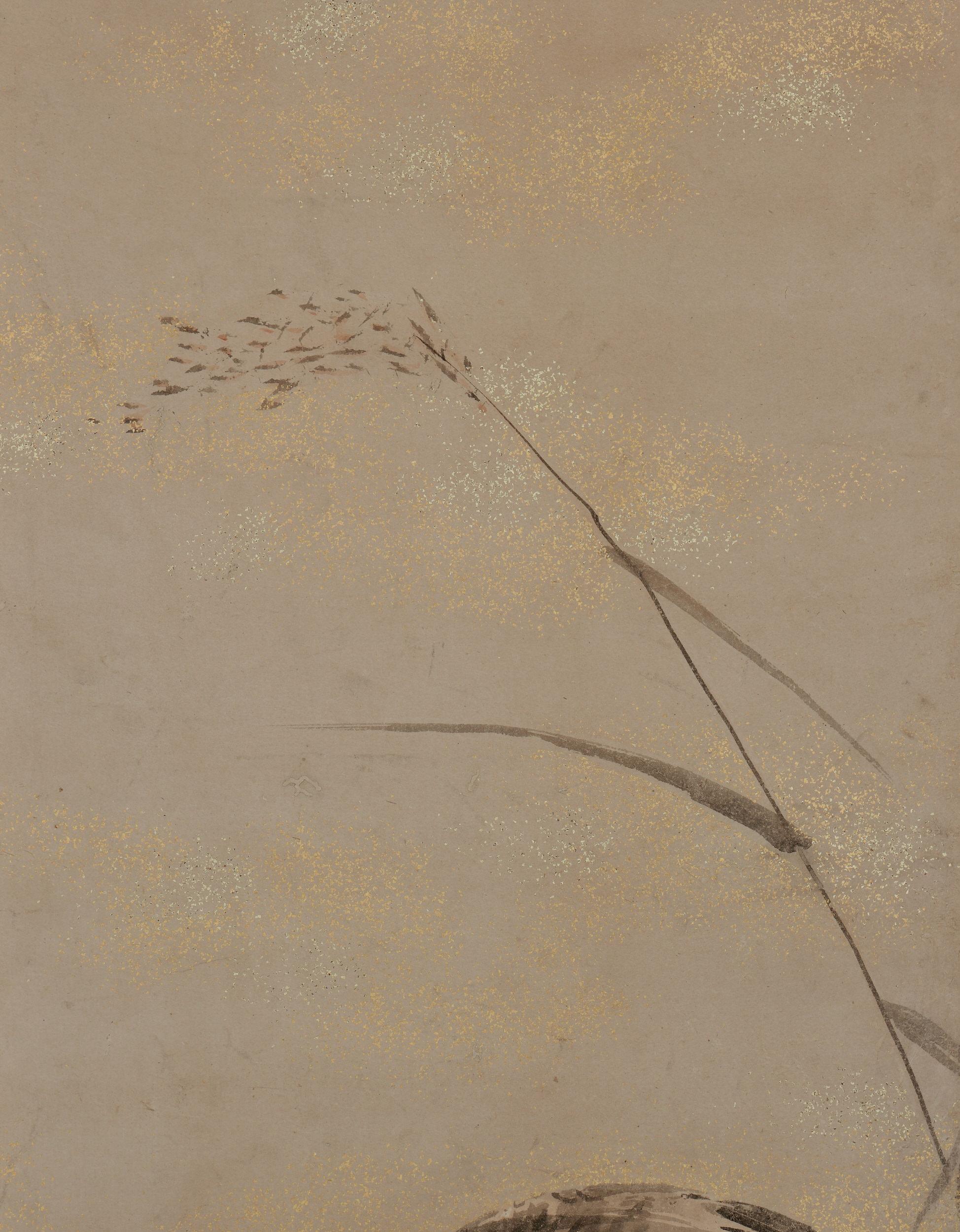 Edo Japanese Painting, Framed, 17th-18th Century, Geese & Reeds by Yamaguchi Sekkei