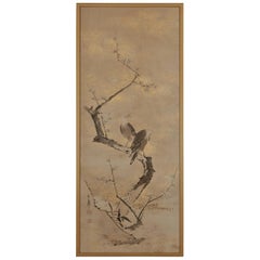 Japanese Painting, Framed, 17th-18th Century, Plum & Bird by Yamaguchi Sekkei