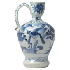 17th/18th Century Japanese Porcelain Birds Jug Blue White Dish Antique