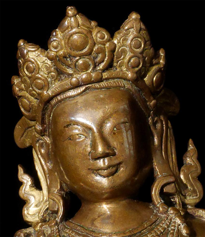 17/18thC Heavy Tibetan Bodhisattva, 9461 In Good Condition For Sale In Ukiah, CA