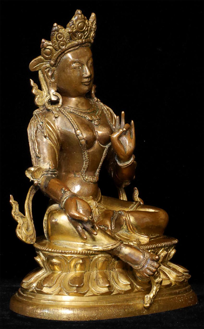 Metal 17/18thC Heavy Tibetan Bodhisattva, 9461 For Sale