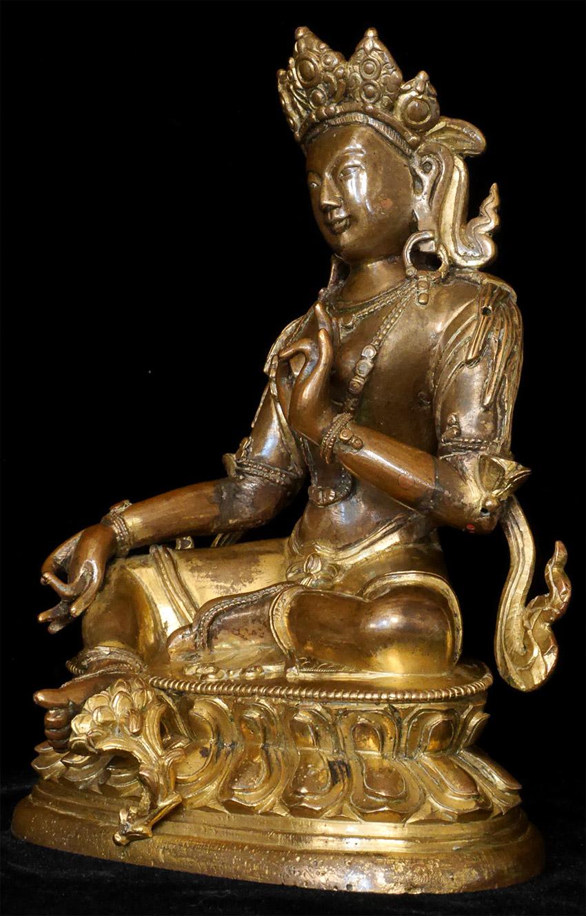 17/18thC Heavy Tibetan Bodhisattva, 9461 For Sale 2