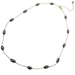 Vintage 17"-19" Adjustable Length Black Diamond (23.00ct) Necklace in 14KY Gold