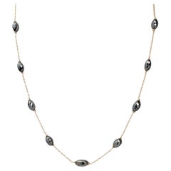 17"-19" Adjustable Length Natural Black Diamond (23.00ct) Necklace in 14KY Gold 17"-19" Adjustable Length Natural Black Diamond (23.00ct) Necklace in 14KY Gold