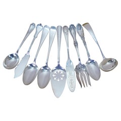 17 Antique Silver Plate Serving Utensils Forks Spoons Meat Fish Cake Knife