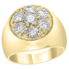 Anello da uomo tradizionale da 1,7 carati e 7 diamanti Anello in oro giallo 14 carati Estate