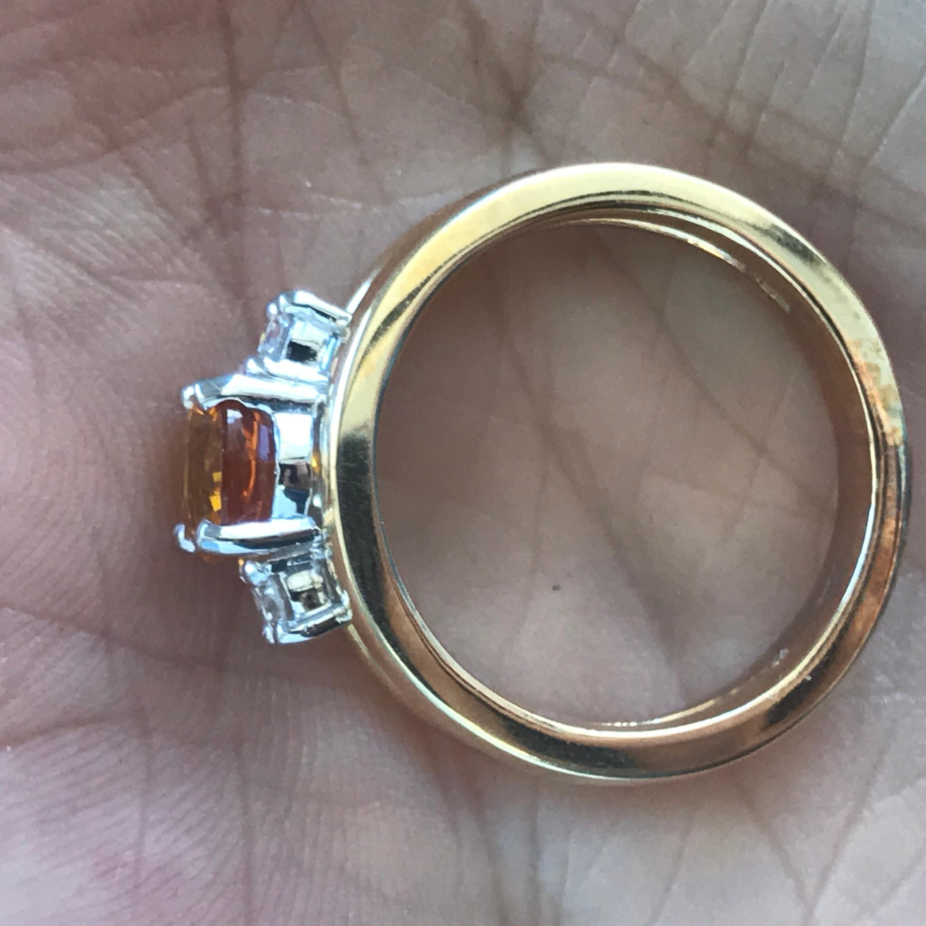 Oval Cut 1.7 Carat Approximate Oval Orange Sapphire and Diamond Ring, Ben Dannie For Sale