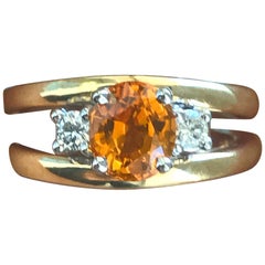 1.7 Carat Approximate Oval Orange Sapphire and Diamond Ring, Ben Dannie