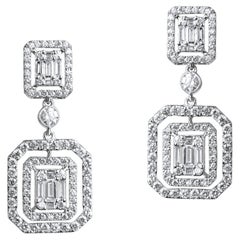 1.7 Karat Art Deco Diamant-Ohrringe im Baguetteschliff mit Illusion-Fassung, G VS