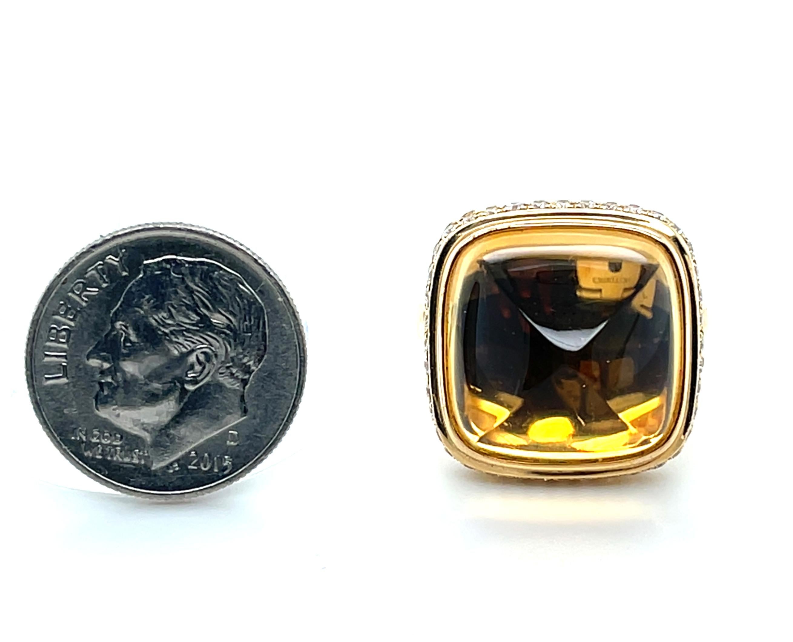 Bague en or jaune 17 carats avec cabochon de citrine, diamant et saphir jaune en vente 1