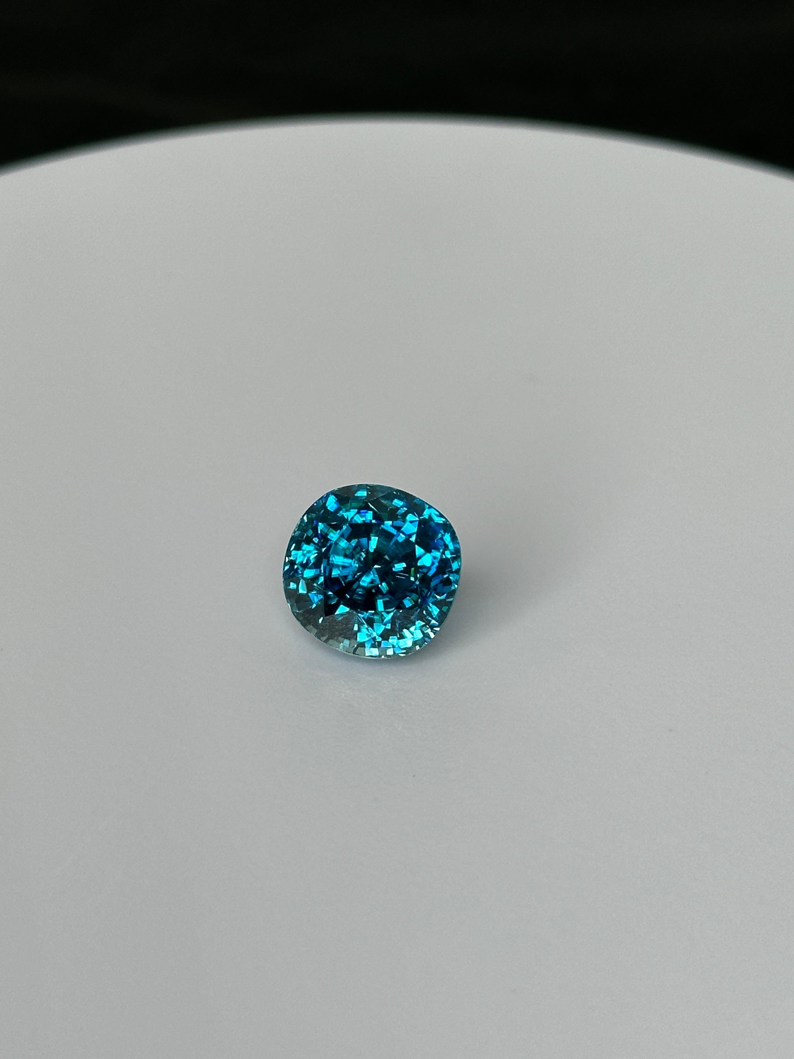 Cushion Cut 17 Carat Collector's Cambodian Blue Zircon For Sale