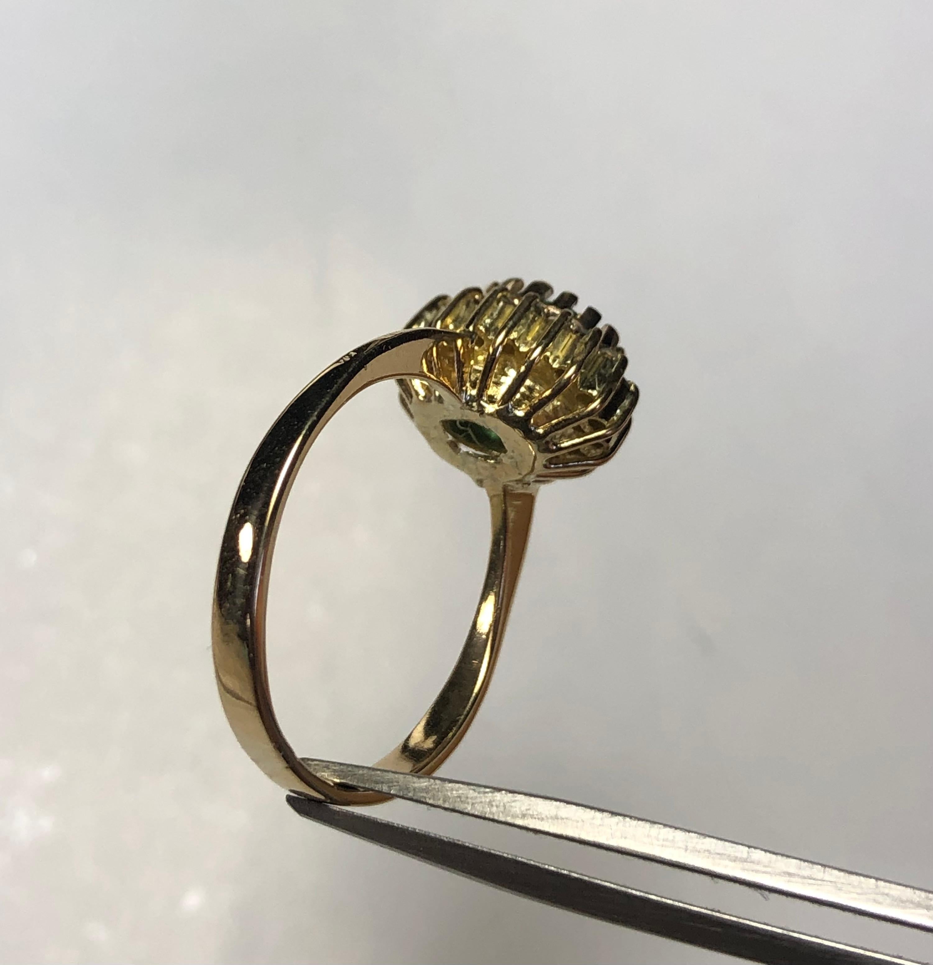 Vintage Colombian Emerald Diamond Engagement Ring 18 Karat For Sale 8