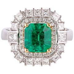 Sunita Nahata 1.70 Carat Muzo Colombian Emerald and White Diamond Ring in 18KWG