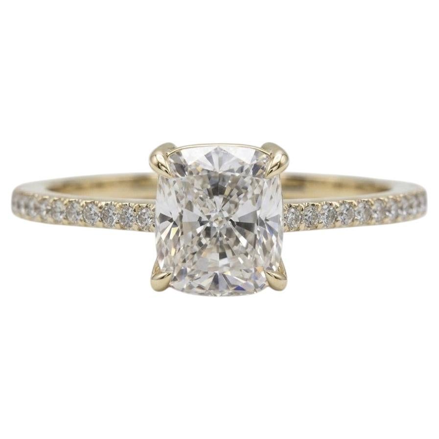 1.7 Carat Cushion Cut Diamond Engagement Ring in 14k Yellow Gold