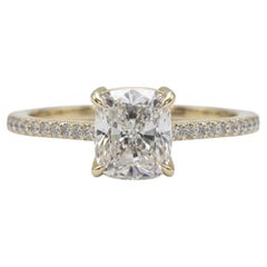 1.7 Carat Cushion Cut Diamond Engagement Ring in 14k Yellow Gold