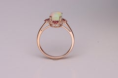 1.7 Carat Cushion Cut Opal and Round Cut Pink Sapphire 14K Rose Gold Ring