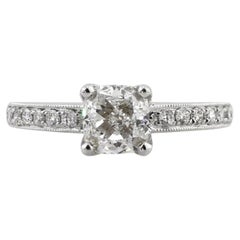 1.7 Carat Cushion Diamond Ring Brilliant White 14K Gold Refined Light Heirloom
