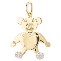 Ciondolo a forma di orsetto in oro bicolore con diamante da .17 carati