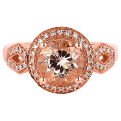 1.7 Carat Morganite and Diamond Ring in 18 Karat Rose Gold