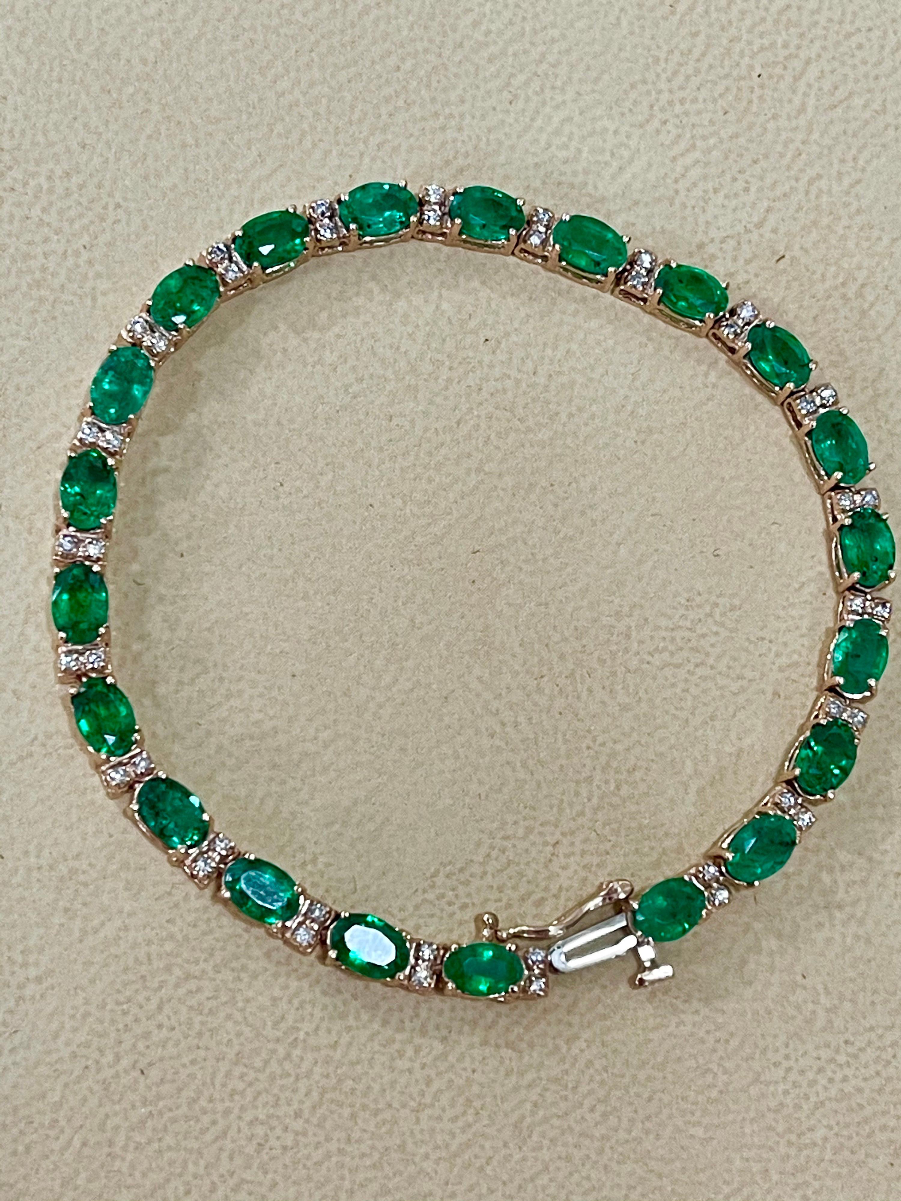 17 Carat Natural Zambian Emerald and Diamond Tennis Bracelet 14 Karat White Gold In New Condition In New York, NY