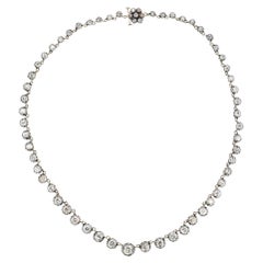 17 Carat Old Mine Cut Diamond Victorian Style Riviere' Necklace